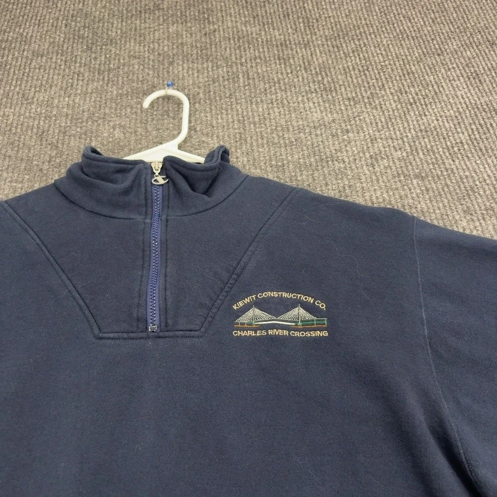 Vintage Champion Quarter Zip Sweatshirt Men XL Navy Blue Cotton Quarter Zip Work